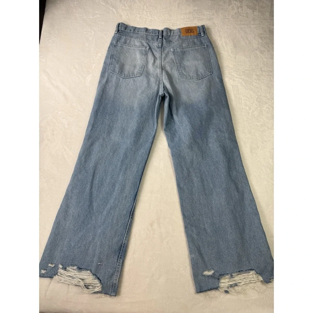 BDG Baggy‎ Fit Jeans Mens 33x32 Light Fade Distressed Wide Leg Raw Edge